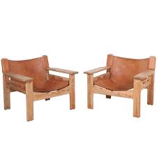 Pair Of Wide Arm Bernt Petersen Leather And Oak Lounge Chairs Comfy Leather Chair Minimalist Wood Furniture Chair