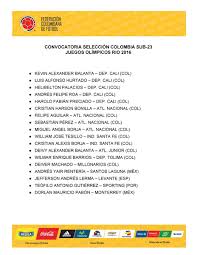 Lista de convocados por reinaldo rueda para la selección colombia arqueros Convocatoria Oficial Selecciones Colombia Para Rio 2016 Federacion Colombiana De Futbol