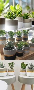 Black And White Striped Flower Pots Handmade Concrete Painted Cylinder Flower Pots I Love The White And Gold Ones The Gold Stripe Adds A Nice Touch Plant Pot Diy Concrete Diy Painting Concrete