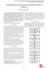 Pdf Gear Measurement Using Image Processing In Matlab