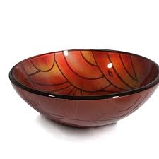 red tempered glass vessel sinks bathroom