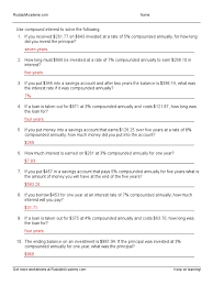Simple interest worksheet with answers pdf inspirational practice from simple and compound interest worksheet answers , source:therlsh.net. Compound Interest Worksheet B Answers Compound Interest Interest