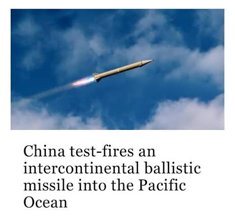 US leads intl concern after China test-fires missile into Pacific