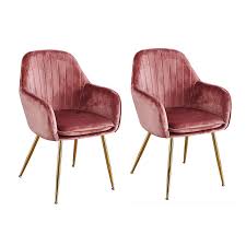 Set Of 2 Rococo Velvet Chairs Rose Pink Dining Chairs Velvet Chair Velvet Dining Chairs
