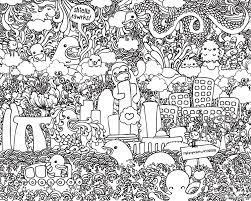 Includes images of baby animals, flowers, rain showers, and more. Printable Doodle Coloring Pages For Adults Coloring4free Coloring4free Com