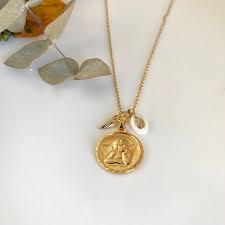 Collier Medaille Vintage Medaille Ancienne Doree Dore Or Cadeau Cadeau De Naissance Cadeau Bapteme Mariage F Collier Collier Medaille Cadeau Bapteme