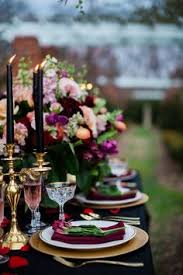 Along with diy accents, the couple decorated their reception with burgundy linens, black lace wrapped napkins, gold chargers, champagne sashes, white feathers and black candelabra centerpieces. 57 Black Burgundy And Purple Wedding Inspiration Ideas Wedding Purple Wedding Dark Wedding
