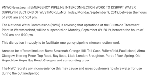 Maybe you would like to learn more about one of these? Nwc Jamaica On Twitter Nwcnewstream Emergency Pipeline Interconnection Work To Disrupt Water Supply In Sections Of Westmoreland Today Monday September 9 2019 Between The Hours Of 9 00 Am And 5 00 Pm The
