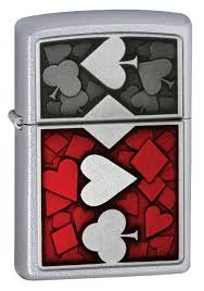 Zippo Card Suits Emblem Satin Chrome Lighter Zippo Lighter Zippo Lighter