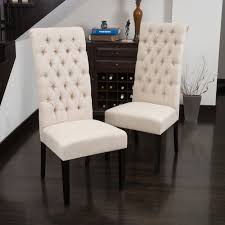 Tall Dark Beige Tufted Fabric Dining Chair Set Of 2 By Christopher Knight Home Tall Dark Bei Side Chairs Dining Dining Chair Upholstery Tufted Dining Chairs