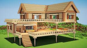 Minecraft Large Wooden House Tutorial How To Build A Survival House In Minecraft Easy Big Minecraft Houses Easy Minecraft Houses Minecraft House Designs