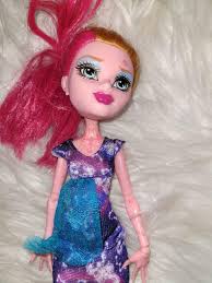 Monster High Doll Gigi Grant Freaky Field Trip Purple Dress, has a stain