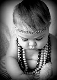 Retro Glam Baby Girl Cutie Adorable Photography Ideas Pretty Chunky Babies 5 Months Old Cute Princess Pictures Black And White Necklace Headband Sparkle Silver