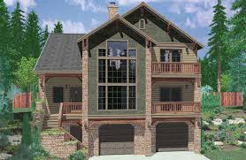Hillside or mountainside house plans usually have partially exposed basement or crawlspace foundations, often allowing for lighter, brighter lower levels and walkout basements. Hillside Home Plans With Basement Sloping Lot House Plans