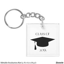 Editable Graduation Hat Keychain Zazzle Ca Graduation Hat Graduation Keychain Custom Graduation Gift
