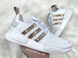 Adidas Nmd Black And Gold Womens Swarovski Womens Adidas Originals Nmd R1 White Gold Sneakers Etsy In 2020 White And Gold Sneakers Black And Gold Sneakers Adidas Girls Shoes
