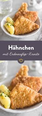 Hahnchenschnitzel Mit Erdnussflipskruste Und Petersilienkartoffeln Rezept Rezepte Hahnchenschnitzel Petersilienkartoffeln