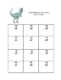Multiplication Math Review Worksheets Grades 4 5 Dinosaur Theme Math Review Worksheets Math Review Worksheets
