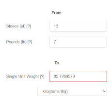 The mass m in pounds (lb) is equal to the mass m in stones (st) times 14: Stones And Pounds St Lb To Single Unit Weight Converter