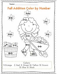 1st Grade Fall Addition Color By Number Part Of 50 Page No Prep Fall Packet Common Core Aligned Fall Math Ela Activities Math School