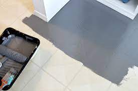 Floor paint for vinyl tiles. How To Paint A Vinyl Floor Diy Painted Floors Dans Le Lakehouse