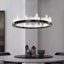 Art Deco Chandelier Black Metal K9 Crystal Round Led Chandelier With Natural Ice Decoration Best Lighting For Restaurant Cafe Dining 1 Light 2 Light Takeluckhome Com