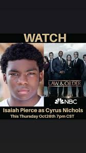 DO NOT FORGET TO CATCH ISAIAH PIERCE TONIGHT ON LAW AND ORDER AT 7 CENTRAL  TIME! My ticket at the Academy Awards is coming in a couple of years! DO  YHE DARN THING, ISIAH! So proud!♥️ ...
