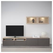 Besta Tv Komb Mit Vitrinenturen Eicheneff Wlas Grundsviken Muebles Salon Muebles Para Tv Decorar Salon Ikea