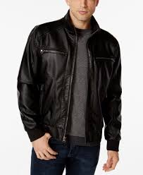 Calvin Klein Mens Faux Leather Bomber Jacket Coats Jackets Men Macy S Faux Leather Jacket Men Faux Leather Bomber Jacket Mens Flight Jacket