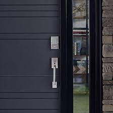 Schlage Century Encode Smart Wifi Door Lock With Alarm And Latitude Lever Handleset In Matte Black Fe489cen622lat The Home Depot In 2021 Wifi Door Lock Front Door Locks Front Door Hardware
