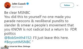 John Cusack Calls For Boycott Of Msnbc Over Coverage Of