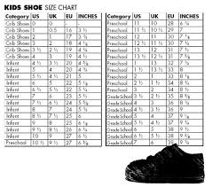 Childrens Shoe Size Conversion Chart Inches To Usa Size