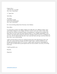 Absence Excuse Letter Due To Childcare Word Excel Templates