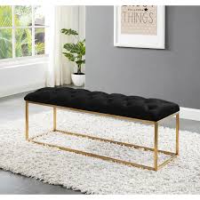 Benkelman Bench With Gold Colored Legs In 2020 Grey And Gold Bedroom Black And Gold Living Room Gold Bedroom Decor