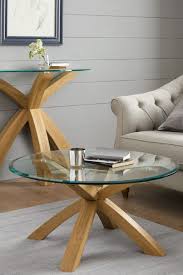 Coffee and accent table sets : Next Oak And Glass Round Coffee Table Brown Coffee Table Glass Table Living Room Round Glass Coffee Table
