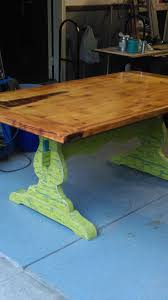 I Refinished My Grandmothers Ethan Allen Old Tavern Pine Table I Used Chalk Paint And Elmer S Wood Glue For The Crackle Medium Pine Table Dining Table Table