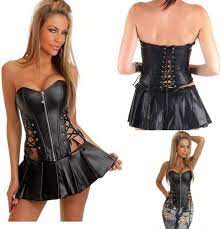 Amazon.com: WU Lady Sexy Leather Steampunk Corset PVC Zip Front Back  Bandage Waist Lingerie Gothic Dominatrix Dress (Black,S): Clothing, Shoes &  Jewelry