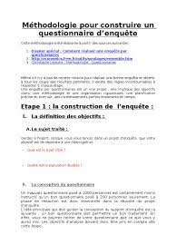 Methodologie Pour Construire Le Questionnaire D Enquete Pdf