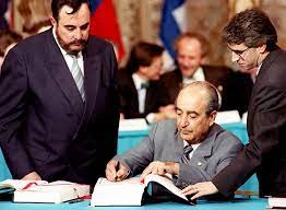 He served as the prime minister of greece from april 11, 1990 to october 13, 1993. Konstantinos Mitsotakis Signs The Agreement On The European Economic Area Oporto 2 May 1992 Cvce Website