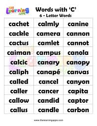 Caaed · cabal · cabas · cabby · caber · cabin · cable · cabob . Words That Start With C For Kids Words That Begin With C