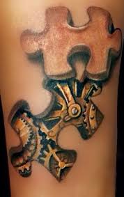 Autism Awareness Black And White Puzzle Piece Tattoo Steampunk Jigsaw Piece Tattoo Puzzle Tattoos Steampunk Tattoo Autism Tattoos