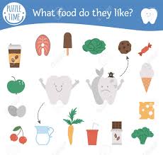 Help me pay my cat's dental work by making a donation via paypal. Dental Care Matching Activity With Cute Teeth And Different Products Preschool Tooth Care Puzzle Cute Mouth Hygiene Educational Game For Kids Healthy And Unhealthy Food Printable Worksheet Royalty Free Cliparts Vectors And