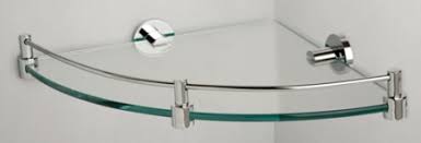 Glass corner shelves known as floating glass shelves eliminate the need for hardware. Miller Glass Corner Shelf With Rail