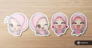 Download gratis 24 desain avatar muslim dan muslimah versi lengkap via. Gambar Kartun Comel Muslimah