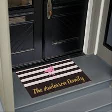 Black And White Striped Doormat Elegant Black And White With Pink Flamingo Doormat Zazzle Com Pink Flamingos Personalized Door Mats Black White