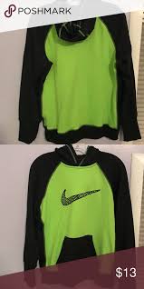 Black And Neon Green Nike Shirt Black Neon Green Nike Hoodie Great Condition Barely Worn Very Comfortable Nike Tops Sweatshirts Hoodies Black Neon Nike Hoodie Clothes Design