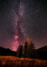 Crystal Mountain Nightscape Night Sky Photography Meteor Shower Night Painting