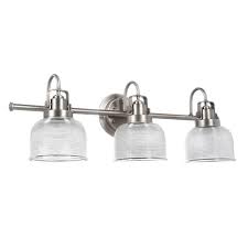 Progress Lighting Archie Collection 26 25 In 3 Light Antique Nickel Bathroom Vanity Light With Glass Shades P2992 81di Vanity Lighting Bathroom Vanity Lighting Progress Lighting