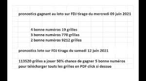 Ce samedi 3 juillet 2021, la française des jeux va proposer un tirage exceptionnel. Pronostics Loto Sur Fdj Tirage Du Samedi 12 Juin 2021 113520 Gril 50 Pour Gagner 5 Bon Numeros Youtube