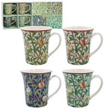 William Morris Bird & Pomegranate Set of 4 300ml Fine China Mugs